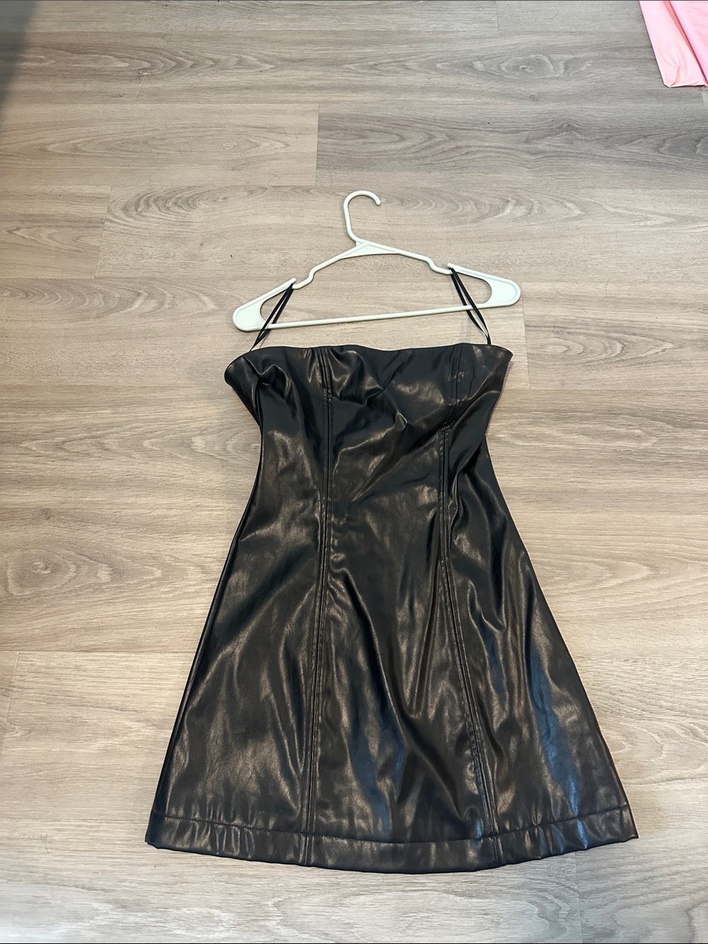 Princess Polly Black Strapless Faux Leather Mini Dress